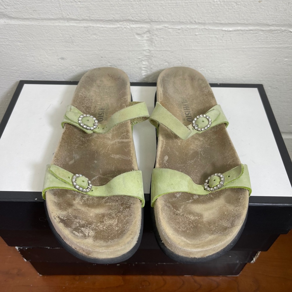 Mephisto Norie Green Nubuck Leather Slide Sandals Slip On Women's 41 EU/11 US - Picture 4 of 13
